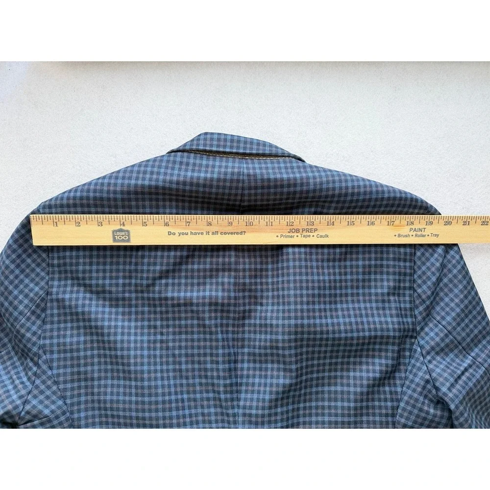 Ermenegildo Zegna S. Cohen Sarno Blazer Blue Grey Wool Silk Check 42R Mens